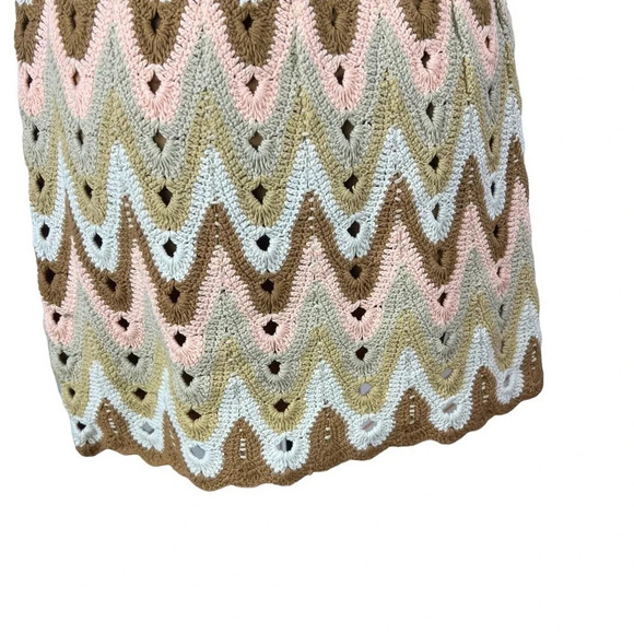Free People Heat of the Moment Cotton Crochet Mini Skirt Tan Peach Size Large - Picture 4 of 13